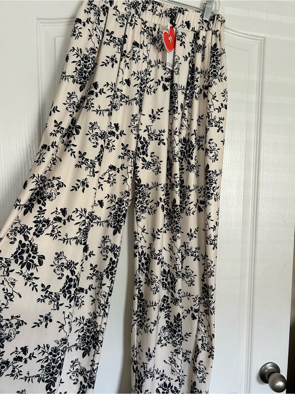 Cider Cream and Black Floral Wide-Leg Pants